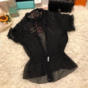Mandee Black Sheer Lace Blouse (Free Mystery Clothes)